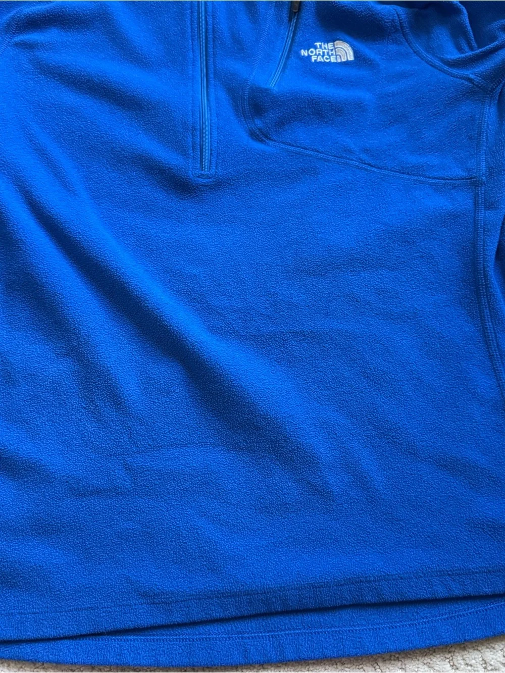 The North Face Men’s Fleece Quarter Zip Pullover Medium Blue Thumbholes Pocket